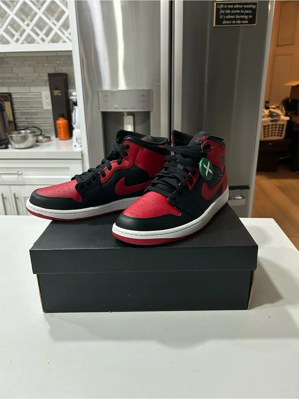 Nike Air Jordan 1 Mid Black and Red Sneakers